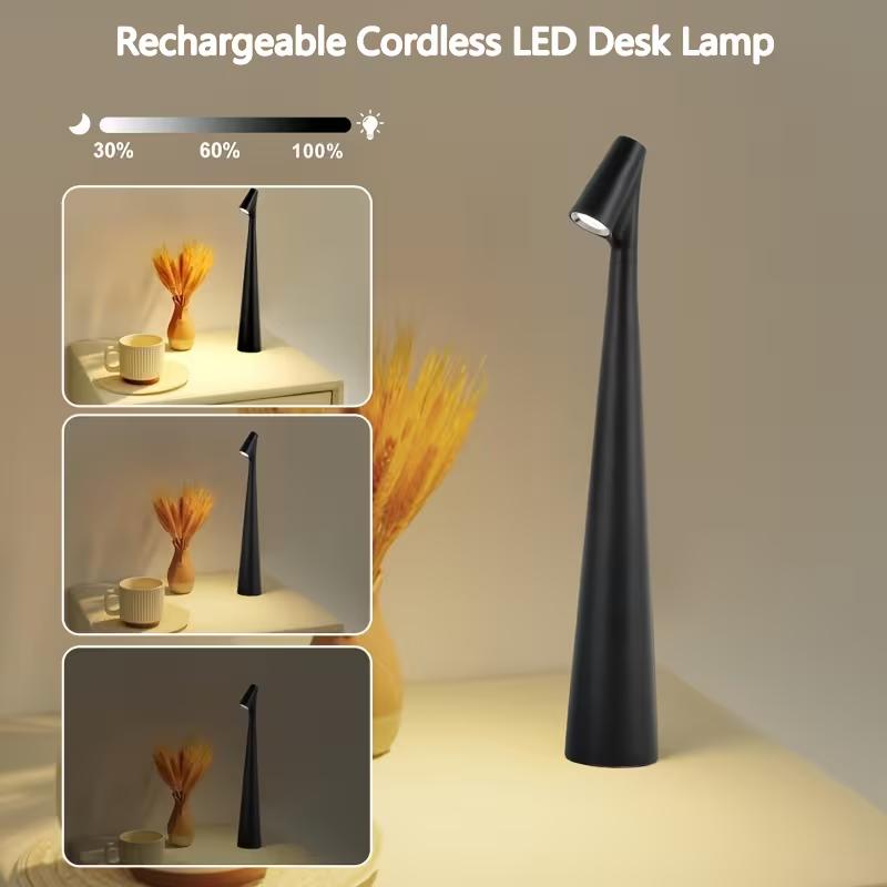 Cordless LED Desk Lamp with Rechargeable Battery Features Three Brightness Settings And Smooth Dimming Touch Control And Is Portable for Use in The Office Outdoors Or in Various Rooms Like The Bedroom Living Room Dining Room Balcony Hotel