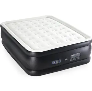 Travel Mattress - Inflatable Airbed with Built-in Pump, Double Height & Non-Slip Bottom (660lb Capacity) for Home or Camping