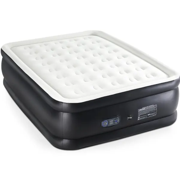 【Deals for You Days】Portable Inflatable Air Bed with Storage Bag,Built in Pump Double Height Mattress,Soft Flocked Top,Camping Travel Guest Bed for Home Outdoor Use
