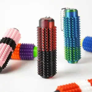 Grippie 5-in-1 Stress Relief Toy - Button Click + Spin + Spiked Stimulation Multi-Mode, 3D Printed Mini Portable Design - Adult Creative Keychain, Pain Stimulation Release Tool, Fun Office Desk Gift