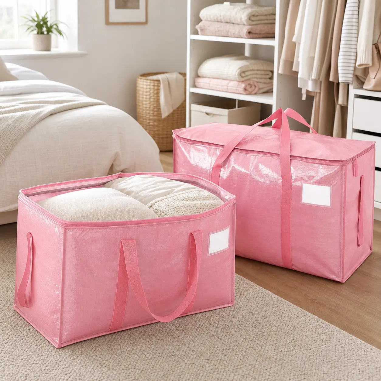 8 Pack Heavy Duty Moving Bags Extra Large Storage Totes with Strong Zippers and Wrap Around Handles,Reusable Moving Box Alternative for Clothes, Comforters, Books and Toys, Foldable Water-Resistant Packing Supplies for College Dorm,Travel and Home Storage
