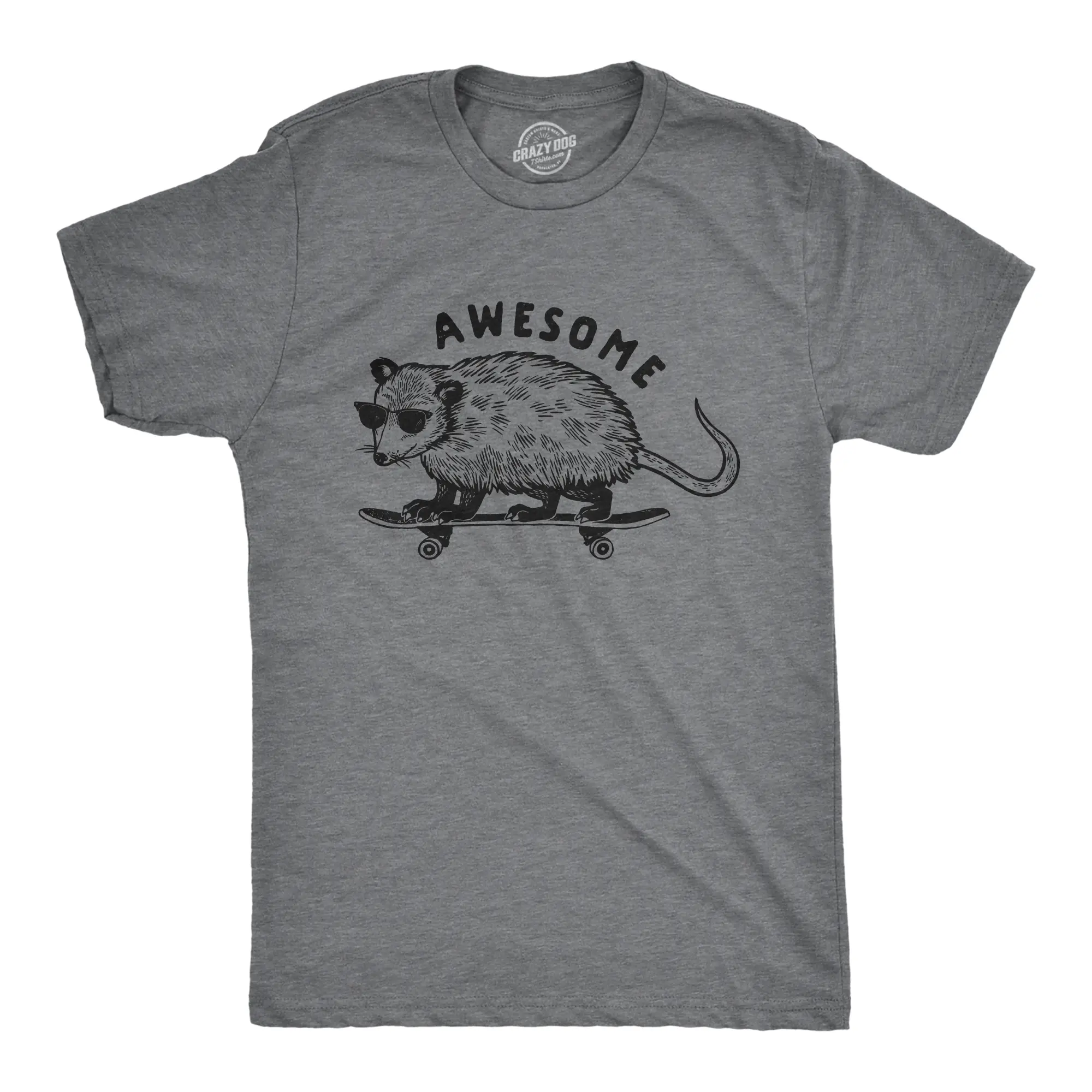 Mens Awesome Possum T shirt Funny Cool 90s Retro Animal Lover Graphic Tee Mens Funny T Shirts Cool Vintage Fashion T-Shirt Gift Classic Menswear Funny Animal Short Sleeve Novelty Tees for Guys Dark Grey