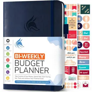Bi Weekly Budget Planner - Undated Financial Organizer Book - Expense , Budgeting & Bill Notebook, A5 (Blue)