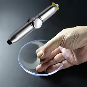 Stainless Steel Luminous Finger Gyro Pen, 1 Count Multifunctional Ballpoint Pen, Durable & Stress-relieving Writing Tool for Office, Multifunctional Stationery, Office Supplies