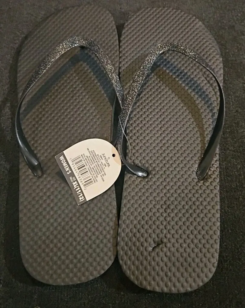 Juncture Size XL 11/12 Women's /Ladies Flip Flip / Sandals Glitter Black