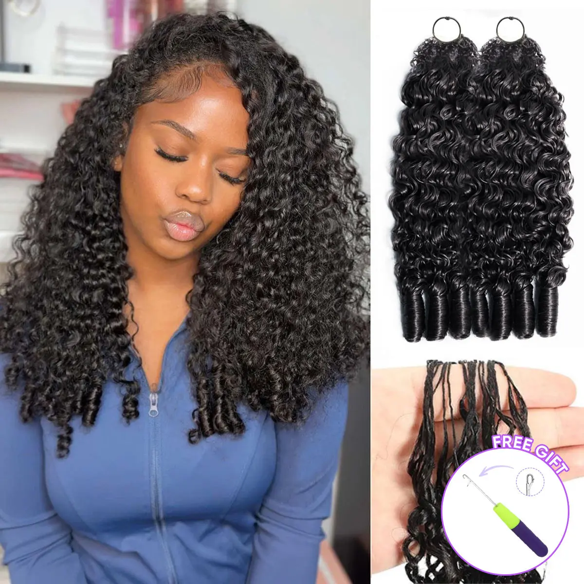 OQ HAIR Crochet Human Hair Burmese Curly Braiding Hair Bundles 50g Knotless Pre-Separated Invisible Crochet Hair Extensions #DealsForYouDays