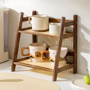 A Two-Tier Storage Rack for Cups, a Mini Shoe Rack, a Laundry Room Shelf, an Ins-Style Rattan-Like Cup Holder, And a Kitchen Spice Jar Organizer, Standing Shelf