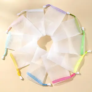10 PCS Exfoliating Mesh Soap Pouch Double Layer Thicken Foam Net Soap Saver Sack Drawstring Holder Bags Bubble Mesh Bags (Multicolor) White Bath