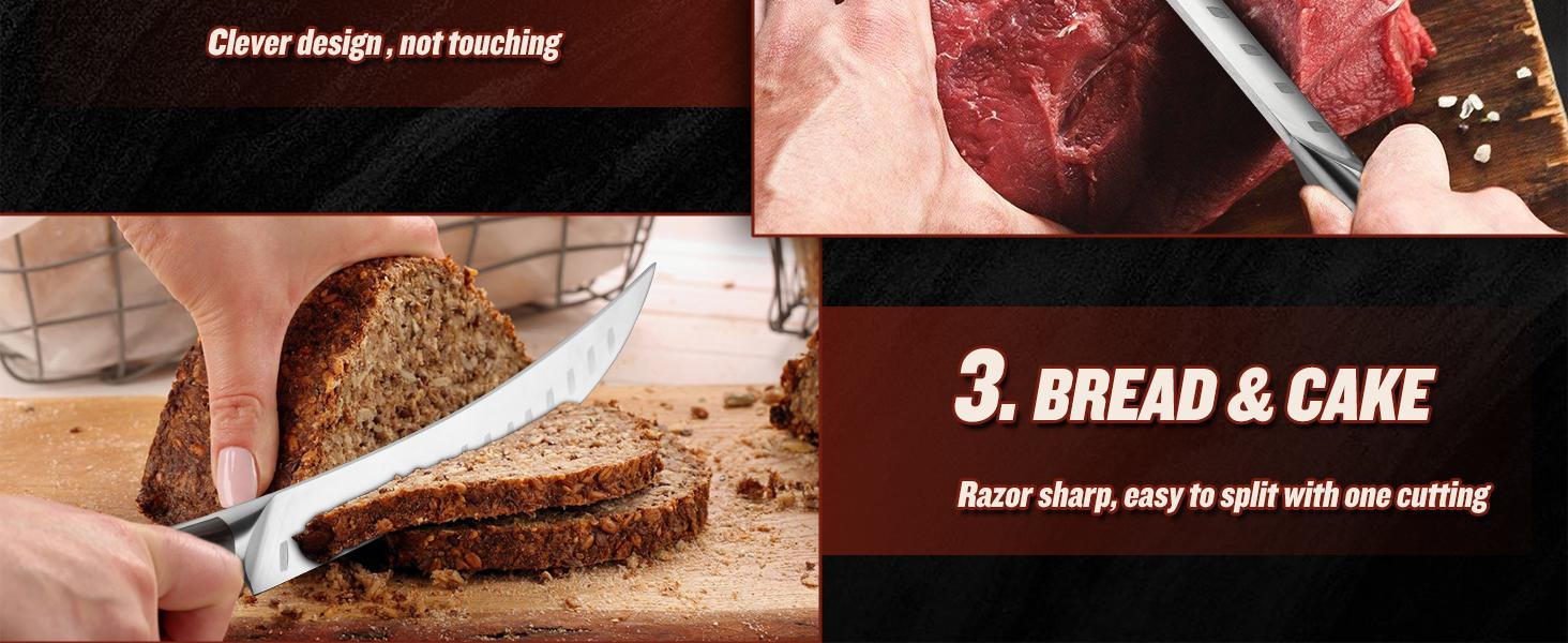 DRAGON RIOT 10 inch Premium Brisket Carving Knife with Ergonomic Handle Design, Granton Edge, Hand Forged Slicing Knife for Meat and BBQ Cuting Gift for Men