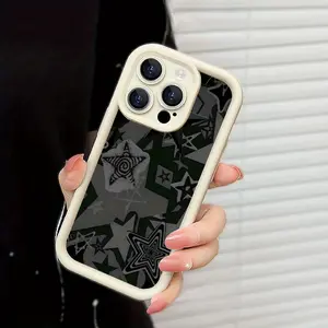 Black Star Pattern Case for iPhone 16 15 14 Pro Max 13 12 11 XR XS Plus - Shockproof, Durable Silicone Cover, Gift for Women, Men, Girls, Boys Protector Protection