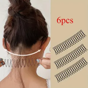 6pcs wavy bangs clip, a simple and elegant alloy hollow oval hairstyle tool, suitable for fixing scattered hair - monochrome, suitable for use by 14 years old and above