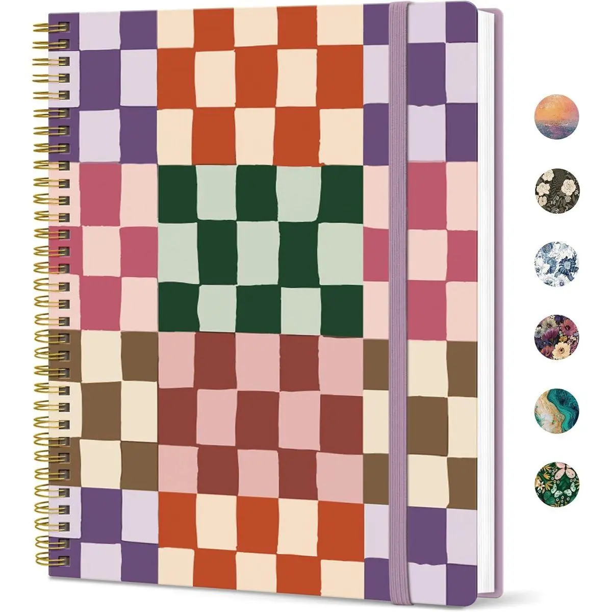 Large Spiral Lined Journal for Women, 8.5" x 11" Notebooks for Work Collge Ruled, A4 Aesthetic Cute Journaling Notebooks for Writing, Plastic Cover, Checkered