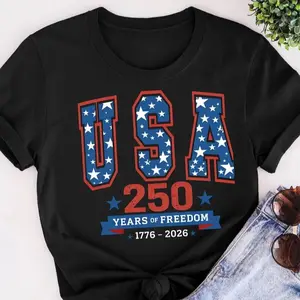 Happy 250th Birthday USA T-shirt celebrating America’s Semiquincentennial, a patriotic 250th anniversary gift perfect for Independence Day and the 4th of July.