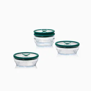 Anyday 2-Cup Glass Round Dish Multipack with Vented Glass Lids | Plastic-Free Meal Prep Set | Stackable Airtight Storage Container Set with Vented Lid for Microwave-Safe Reheating Kitchen Containers