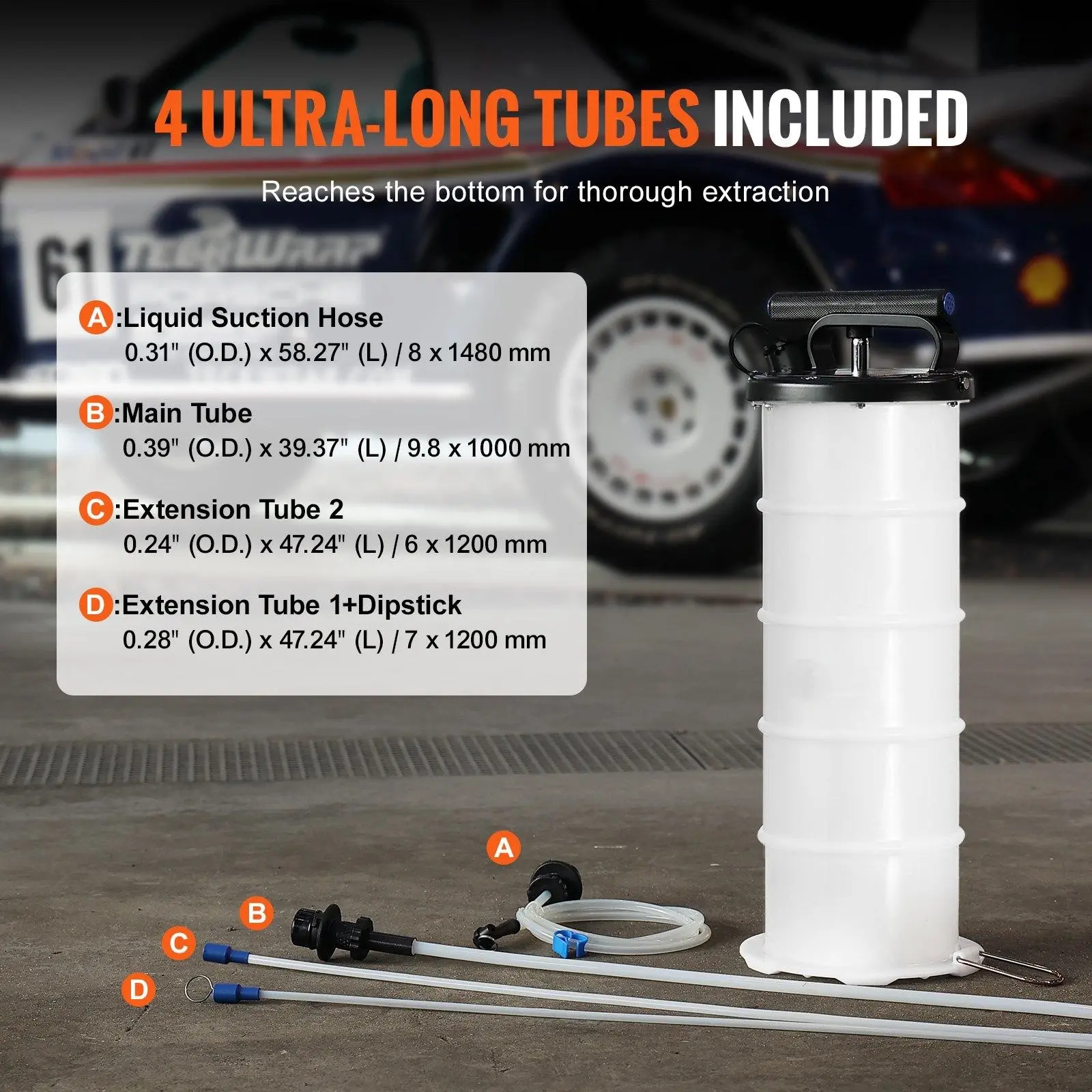 Fluid Extractor, 1.74 Gallons (6.5 Liters), Manual Hand-Operated Oil Changer Vacuum Fluid Extractor with Dipstick and Hose, Oil Extractor Change Pump for Automotive Fluids Vacuum Evacuation