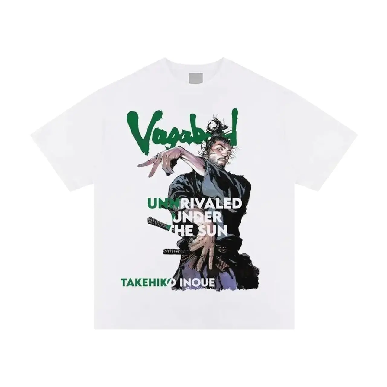 Vagabond "Unrivaled Under the Sun" Vintage Oversized Tee Anime T-shirt 100% Cotton Original Design Men's Top White Casual Menswear Tshirt 9T3