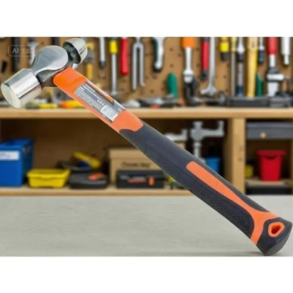 16 oz Forged Fine-Grain Steel Ball Peen Hammer - Ergonomic Rubber Grip, Fiberglass Shaft, Vibration-Minimizing Precision-Balanced Handle - Durable for Metal Blacksmithing, Mechanics Repair