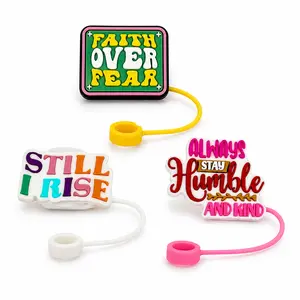 Biddlebee Faith Forward Christian Straw Topper 3-Pack | Silicone Straw Cover for 30oz 40oz Tumblers | Fits Stanley & More