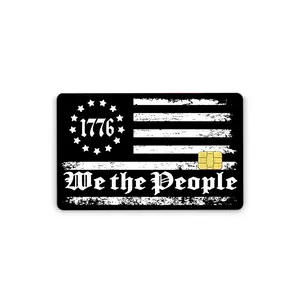 Credit Card Skins With Easy Pull Tabs for Transportation Key, Debit, Credit Card Covering Personalizing Bank Card Slim, Waterproof Vinyl Skins American Flag 1776 We The People Decal