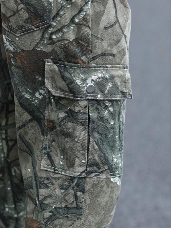 Men's Realtree Camo Cargo Pants Tree Branch Print Multi Pocket Baggy Gorpcore Streetwear Outdoor Tactical Jeans