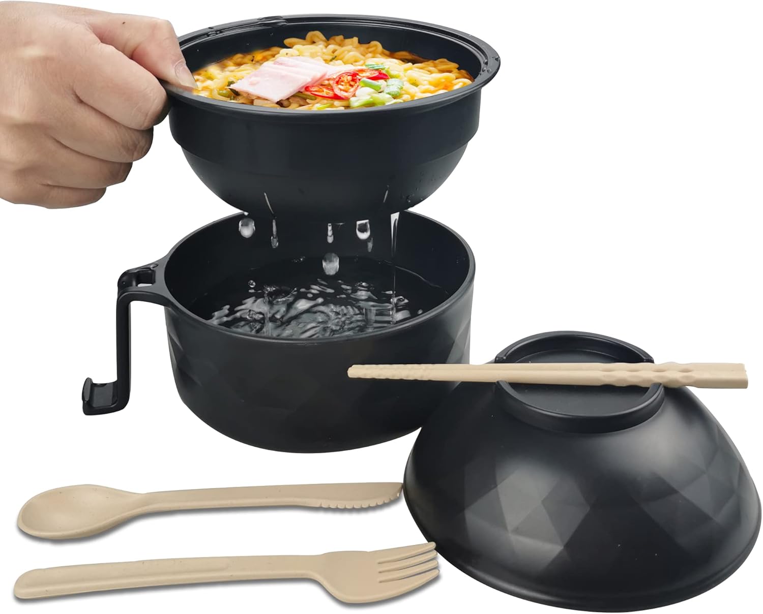 MIUVA Ramen Cooker Bowl Set with Chopsticks 33oz Microwave Noodle Bowl College Dorm Essentials for Girls Boys Apartment