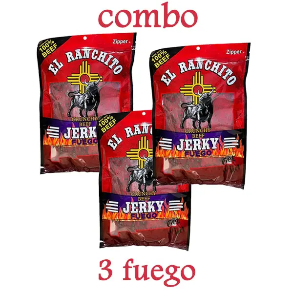 HOT! COMBO 3 PACK Fuego El Ranchito Crunchy Beef Jerky Net Wt. 2 oz