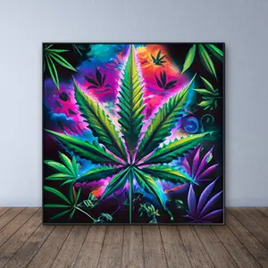 Marijuana Leaf Pattern DIY Diamond Arts Colorful Painting Kit without Frame, 5D Diamond Arts Colorful Painting Kit, Wall Art Decor for Home Living Room Bedroom