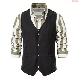 Bmuvlss Men's Casual Western Cowboy Vest Jacket Slim Fit V Neck Sleeveless Waistcoat Vest Men Medieval Party Vests