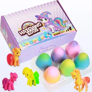 6 Pack Unicorn/Dinosaur Egg Surprise Toys, Magical Hatching Unicorn Grow in Water, Fantasy Animal Figure Easter Eggs Party Favors for Boys and Girls, Birthday Gifts, Stocking Stuffers, Christmas Goodie Bags Fillers