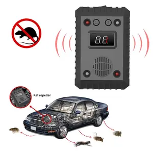 12-24v Car Ultrasonic Mouse Repeller with LED Flashlight, High Power Alarm Intelligent Mouse Deterrent Device, Rodent Repellent