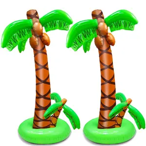 2 Pack Inflatable Palm Trees with Exclusive Two Trunks, 5.5Ft Blow Up Palm Tree Luau Hawaiian Tropical Theme Birthday Indoor Party Decoration, Outdoor Summer Beach Pool Party Supplies Photo Prop Decor