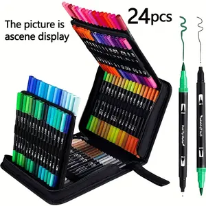 24-Piece Dual-Ended Marker Set, Includes Watercolor Brushes and Graffiti Pens, Perfect for Christmas, Halloween, Easter, Birthday Gifts