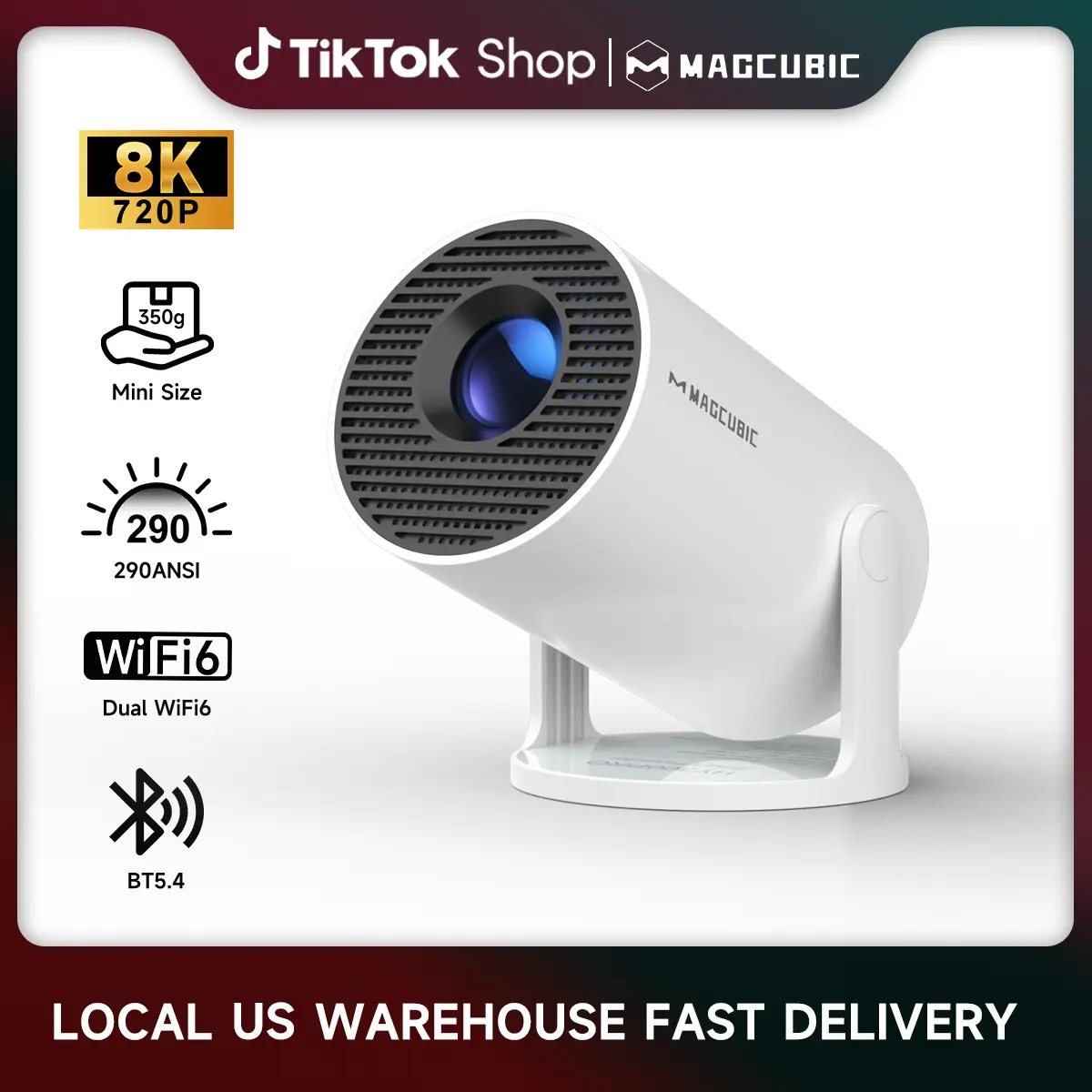 [US warehouse] Magcubic HY300Pro Projector 290ANSI Android 14 Dual WiFi6 8K 4K Decode Auto Keystone Correction Wireless BT5.4 130"Screen 1280*720P Built-in Speaker AllwinnerH726 Mini Portable Outdoor Gift Projectors for bedroom#SummerWins #DealsForYouDays