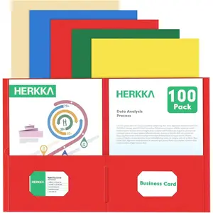 Two Pocket Folder,  100 2 Pocket Folders, Letter Size Paper Folders Designed for Office and Classroom Use, Assorted 5 Colors