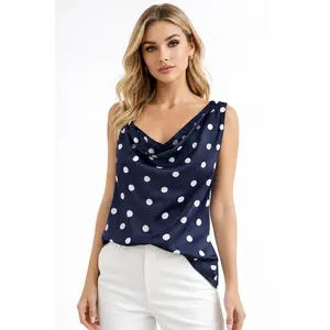 Ximena Polka Dot Cowl Neck Blouse
