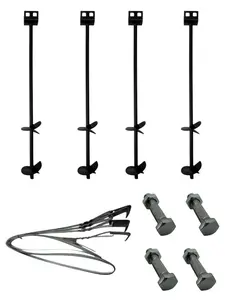 Mobile Home Anchor Kit, 4-30" Auger Anchors, 4-8 Ft Strap, and 4 Slotted Bolts