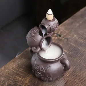 Creative Wine Jar Design Backflow Incense Burner, Ceramic Incense Holder, Home Decor Supplies, Home Fragrance Supplies, Scented