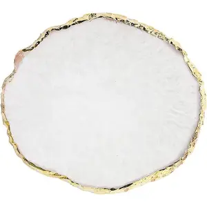 Resin Nail Art Palette, Nail Painting Mixed Color Palette, Gilded Edge Nail Gel Color Makeup Display Board Pallet (White)