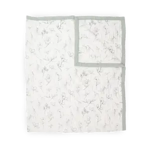 Organic Cotton Muslin Quilted Throw - Pencil Floral