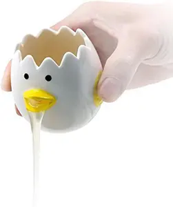 Cute Egg Separator, Ceramics Vomiting Chicken Egg Yolk White Separator, Practical Household Small Egg Filter Splitter, Kitchen Gadget Baking Assistant Tool, Dishwasher Safe (Yellow)