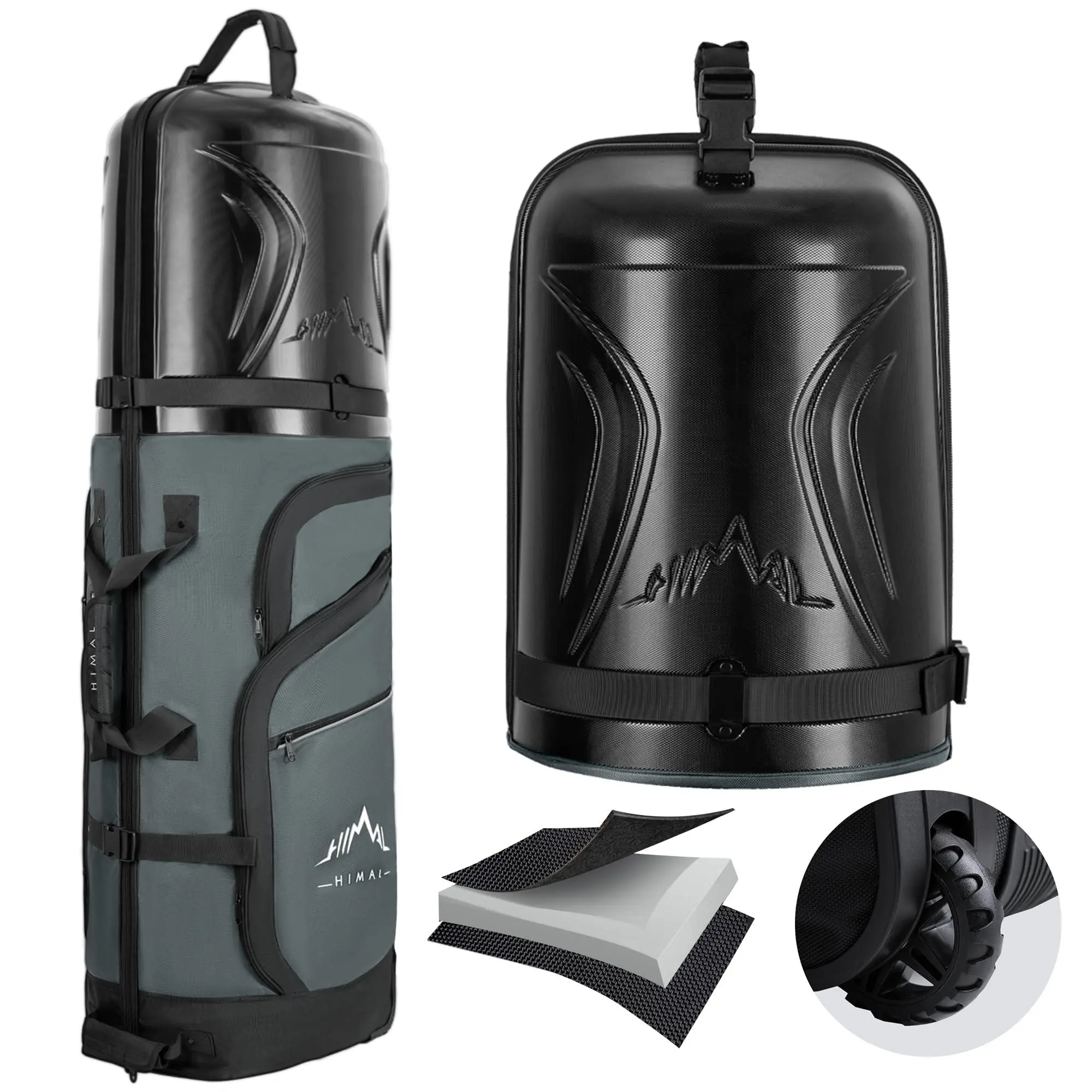 UNIHIMAL Golf Travel Bag - Golf Accessory & Equipment with PC Hard Case Top, 1680D Heavy-Duty Oxford Fabric, Airline-Ready Wheels, Wear-Resistant, Foldable, Golf Equipment