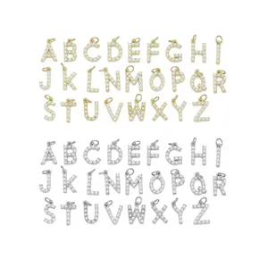 B&B Pearl Letter Charm- Silver