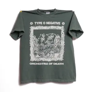 Type O Negative Band Orchestra of Death 13 Tee Shirt Gothic Doom Metal Hardcore Rock Punk Band Alternative Rock Boxy Green Shirt - Size Med