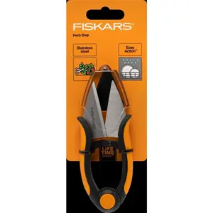 Fiskars Herb Garden Scissors, 5" Garden Shears, Handheld Herb Snips with Sheath and SoftGrip Handle, Dishwasher Safe