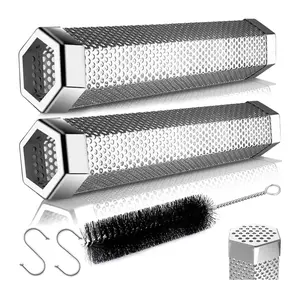 Smoke Tube for Pellet Smoker 2 Pack, 12'' Smoker Tube for Pellet Grill - Hot or Cold Smoker Accessories for Electric Gas Charcoal Grilling, Stainless Steel Portable Barbecue Smoking Tube