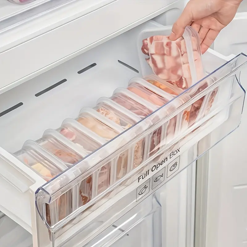 Food-Safe Storage Containers 10pcs Set: BPA-Free Plastic Quick-Freeze Meat & Vegetable Storage Containers - Food-Safe, Stackable, Durable Kitchen Organizer, Fridge Storage Container, Home Organization Containers