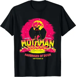 Mothman - Harbinger of Doom! Funny Cute Cryptid Creature Short Sleeve T-Shirt Pure Cotton Graphic Tees Menswear Top: Gifts for Men & Women