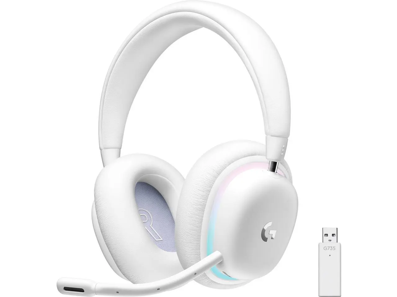 Logitech G735 Wireless Gaming Headset - Customizable LIGHTSYNC RGB Lighting, Lightspeed, Bluetooth, 3.5MM Aux Compatible, Detachable Mic, Works with PC and Mobile Devices - White Mist