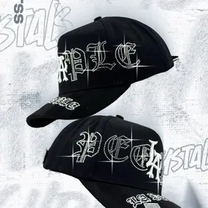 LA PEOPLE CRYSTALS CHROME  SNAPBACK BLACK HAT