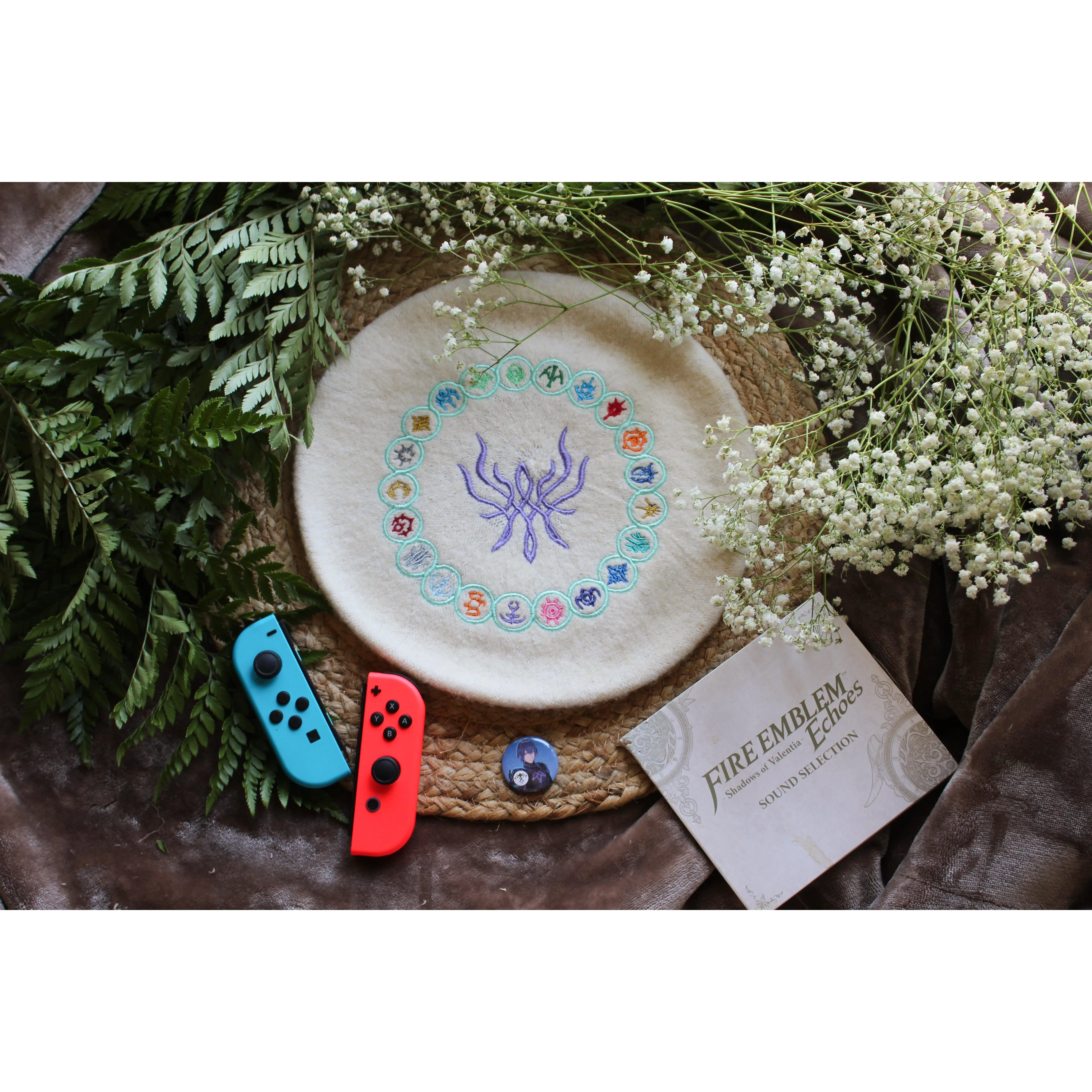 Fire Emblem Three Houses Seiros Mural Beret | Embroidered | Acrylic/Wool Blend | 11" Diameter
